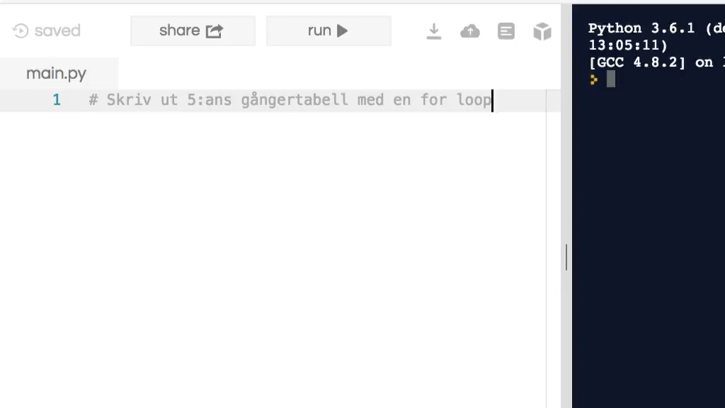 Exempel Pa For Loop 5 Ans Gangertabell Python Matematik Och
