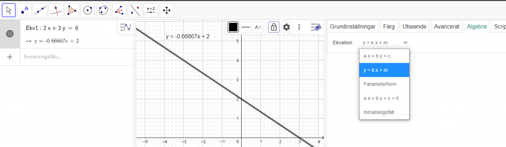 Geogebra Och Räta Linjens Ekvation Utredande Uppt Geogebra Matte 1 Eddler